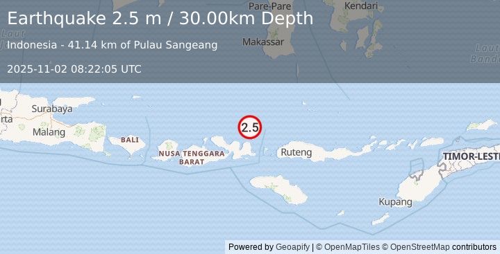 Earthquake FLORES SEA (2.5 m) (2025-11-02 08:22:05 UTC)