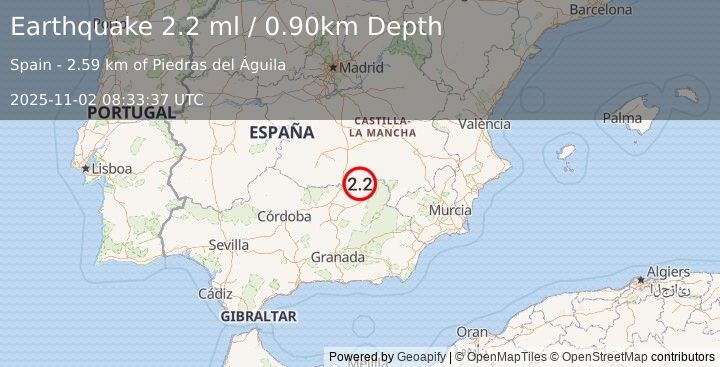 Earthquake SPAIN (2.2 ml) (2025-11-02 08:33:37 UTC)