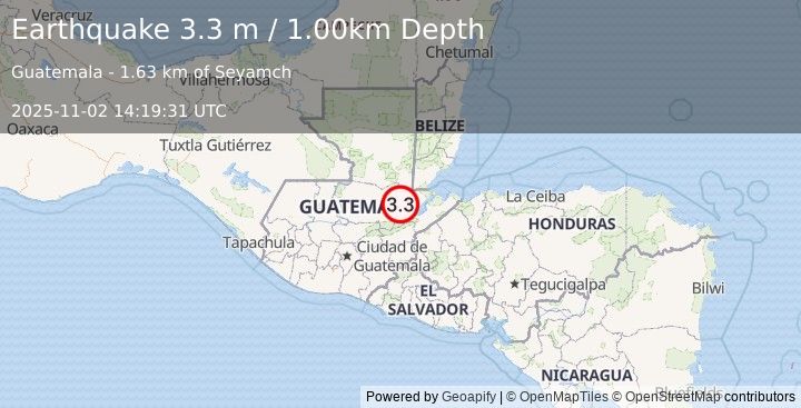 Earthquake GUATEMALA (3.3 m) (2025-11-02 14:19:31 UTC)