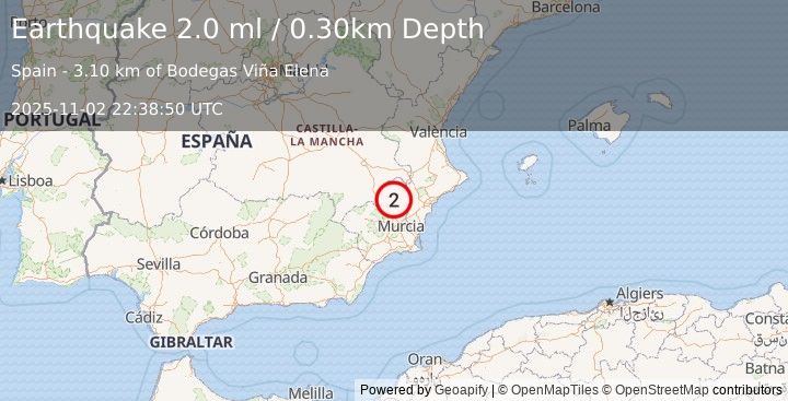 Earthquake SPAIN (2.0 ml) (2025-11-02 22:38:50 UTC)