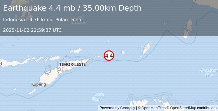 Earthquake TIMOR SEA (4.4 mb) (2025-11-02 22:59:37 UTC)