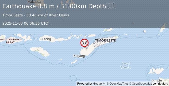 Earthquake KEPULAUAN ALOR, INDONESIA (3.8 m) (2025-11-03 06:06:36 UTC)