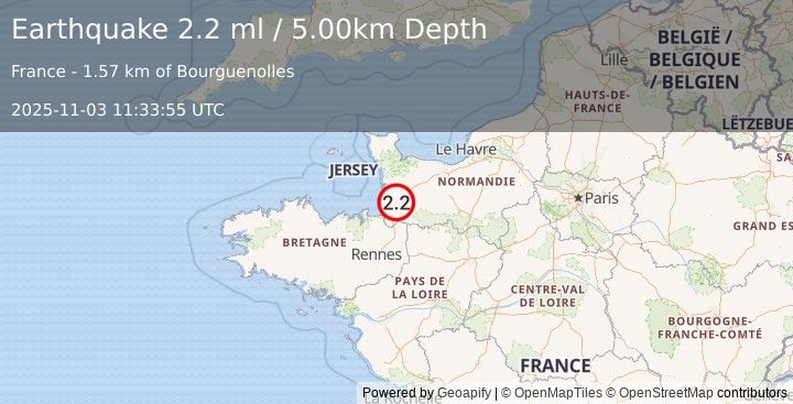 Earthquake FRANCE (2.2 ml) (2025-11-03 11:33:55 UTC)