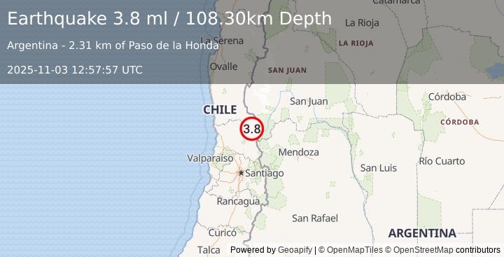 Earthquake VALPARAISO, CHILE (3.8 ml) (2025-11-03 12:57:58 UTC)