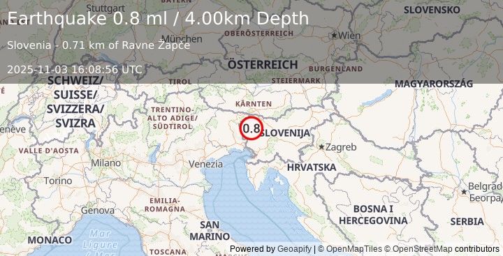 Earthquake SLOVENIA (0.8 ml) (2025-11-03 16:08:56 UTC)