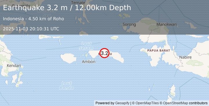 Earthquake SERAM, INDONESIA (3.2 m) (2025-11-03 20:10:31 UTC)