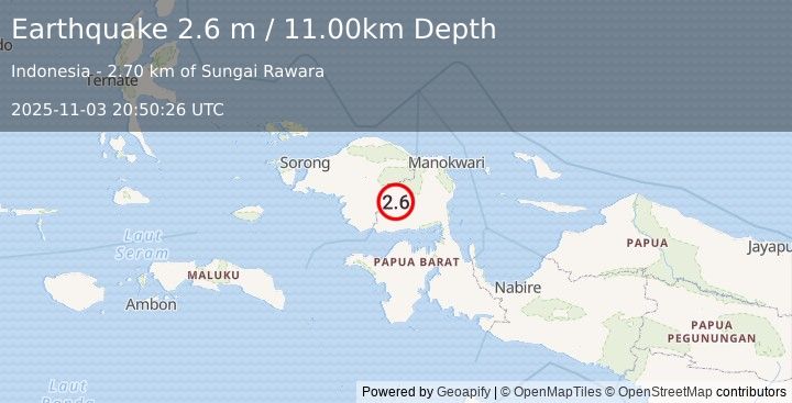 Earthquake PAPUA, INDONESIA (2.6 m) (2025-11-03 20:50:26 UTC)