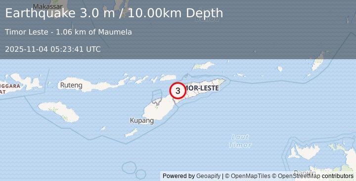 Earthquake EAST TIMOR REGION (3.0 m) (2025-11-04 05:23:41 UTC)