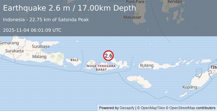 Earthquake BALI SEA (2.6 m) (2025-11-04 06:01:09 UTC)