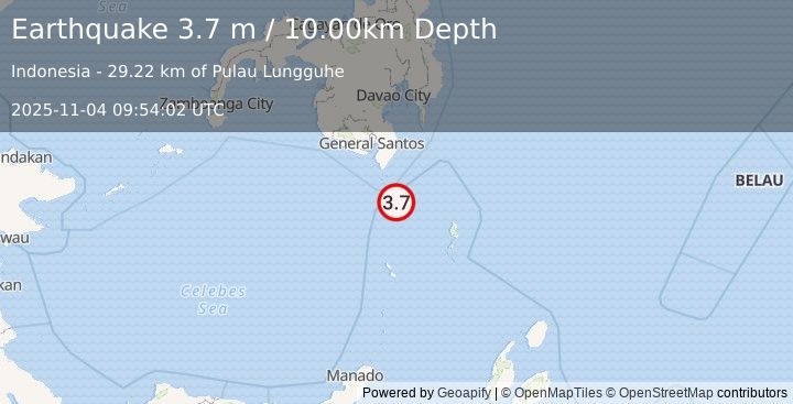 Earthquake KEPULAUAN SANGIHE, INDONESIA (3.7 m) (2025-11-04 09:54:02 UTC)