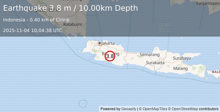Earthquake JAVA, INDONESIA (3.8 m) (2025-11-04 10:04:38 UTC)