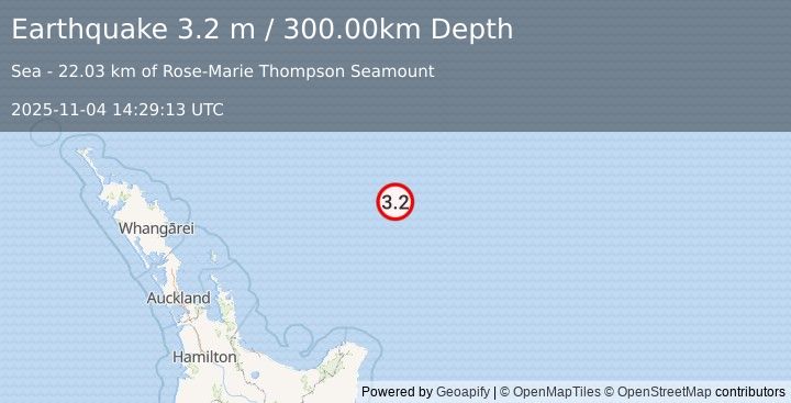 Earthquake OFF E. COAST OF N. ISLAND, N.Z. (3.2 m) (2025-11-04 14:29:13 UTC)