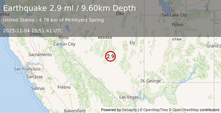 Earthquake NEVADA (2.9 ml) (2025-11-04 15:51:41 UTC)