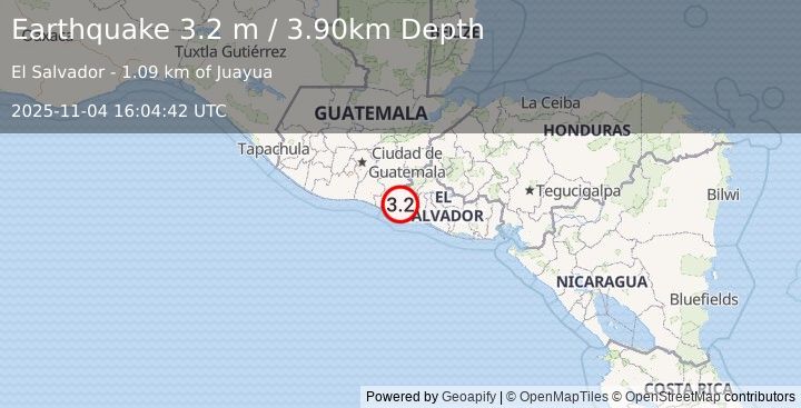 Earthquake EL SALVADOR (3.2 m) (2025-11-04 16:04:42 UTC)