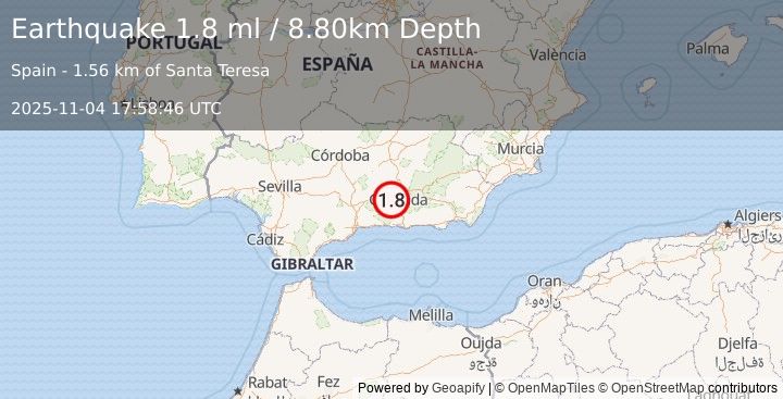 Earthquake SPAIN (1.8 ml) (2025-11-04 17:58:46 UTC)