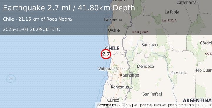 Earthquake OFFSHORE COQUIMBO, CHILE (2.7 ml) (2025-11-04 20:09:33 UTC)