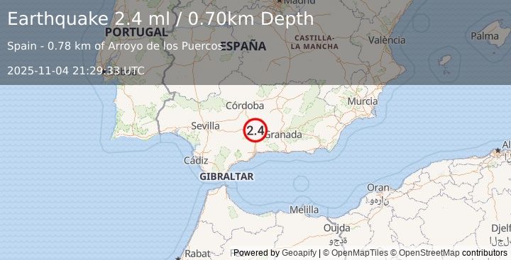 Earthquake SPAIN (2.4 ml) (2025-11-04 21:29:32 UTC)