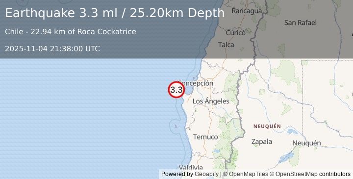 Earthquake OFFSHORE BIO-BIO, CHILE (3.3 ml) (2025-11-04 21:38:00 UTC)