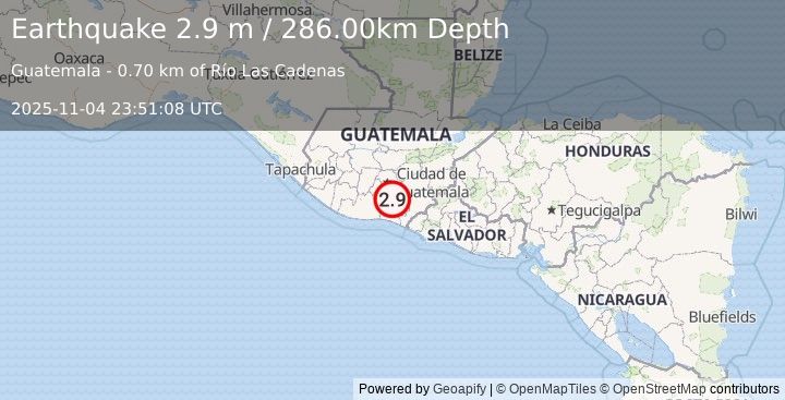 Earthquake GUATEMALA (2.9 m) (2025-11-04 23:51:08 UTC)