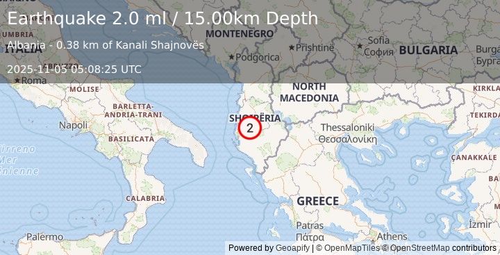 Earthquake ALBANIA (2.0 ml) (2025-11-05 05:08:25 UTC)