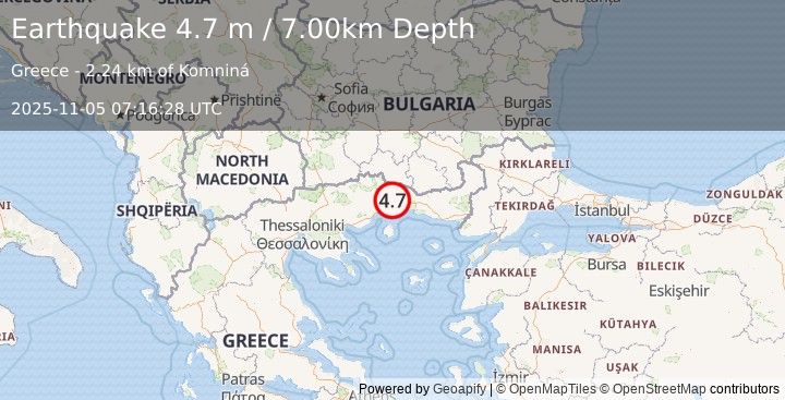 Earthquake GREECE (4.7 mb) (2025-11-05 07:16:29 UTC)