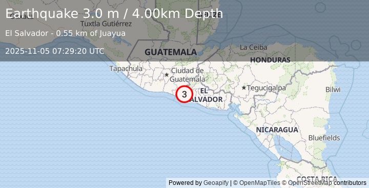 Earthquake EL SALVADOR (3.0 m) (2025-11-05 07:29:20 UTC)