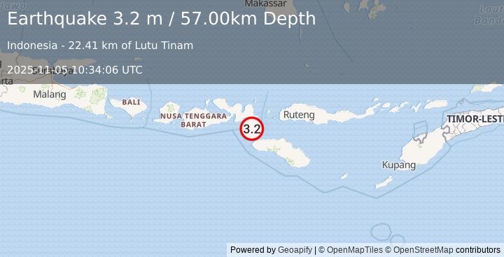 Earthquake SUMBAWA REGION, INDONESIA (3.2 m) (2025-11-05 10:34:06 UTC)