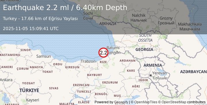 Earthquake EASTERN TURKEY (2.0 ml) (2025-11-05 15:09:42 UTC)