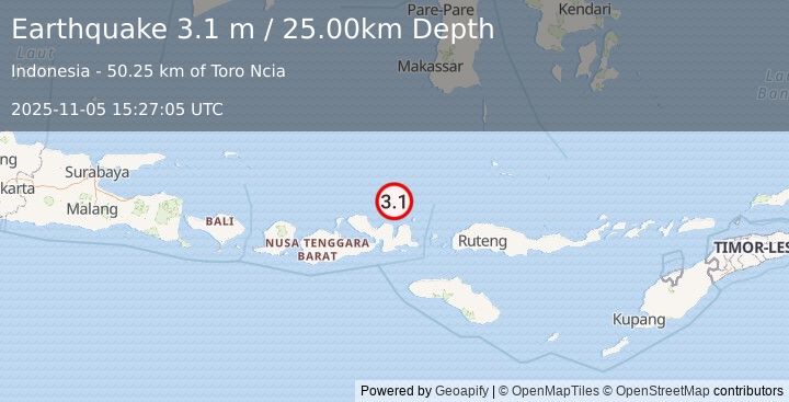 Earthquake FLORES SEA (3.1 m) (2025-11-05 15:27:05 UTC)