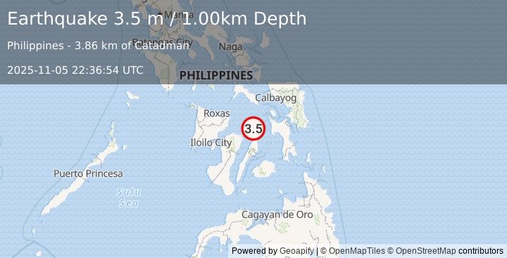 Earthquake VISAYAN SEA, PHILIPPINES (3.5 m) (2025-11-05 22:36:54 UTC)