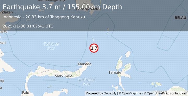 Earthquake KEPULAUAN SANGIHE, INDONESIA (3.7 m) (2025-11-06 01:07:41 UTC)