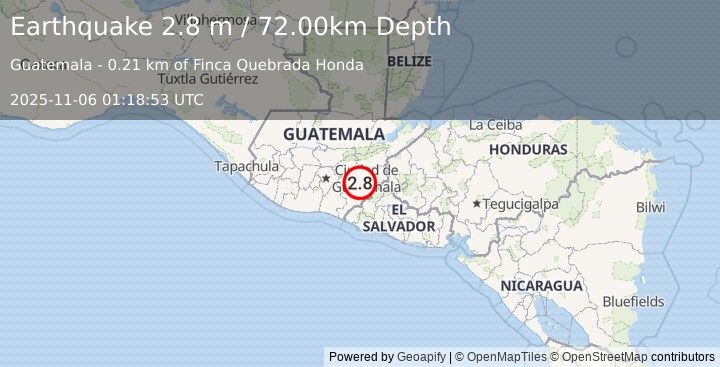 Earthquake GUATEMALA (2.8 m) (2025-11-06 01:18:53 UTC)
