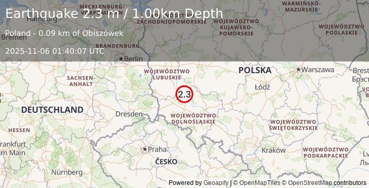 Earthquake POLAND (2.4 m) (2025-11-06 01:40:06 UTC)