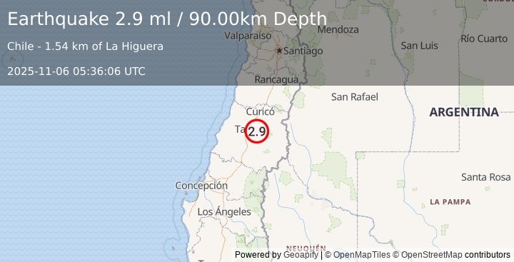 Earthquake MAULE, CHILE (2.9 ml) (2025-11-06 05:36:06 UTC)