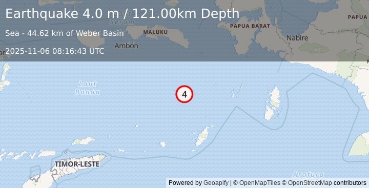 Earthquake BANDA SEA (4.0 m) (2025-11-06 08:16:43 UTC)