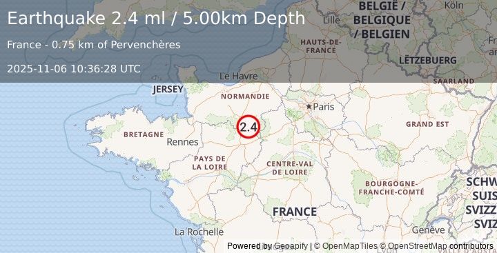 Earthquake FRANCE (2.4 ml) (2025-11-06 10:36:28 UTC)
