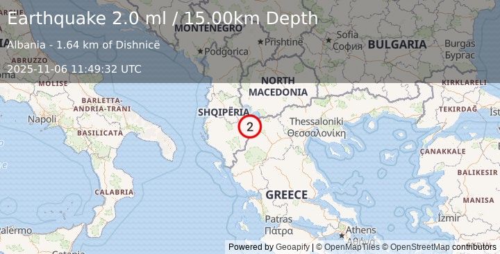 Earthquake ALBANIA (2.0 ml) (2025-11-06 11:49:32 UTC)