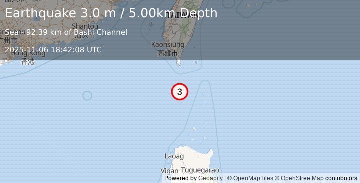 Earthquake PHILIPPINE ISLANDS REGION (3.0 m) (2025-11-06 18:42:08 UTC)