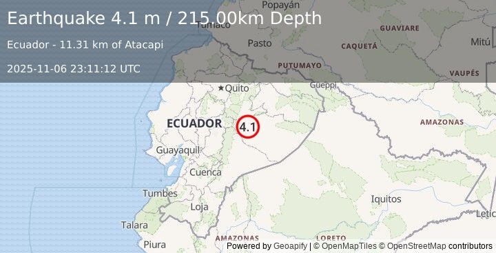 Earthquake ECUADOR (4.3 ml) (2025-11-06 23:11:11 UTC)