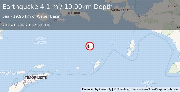 Earthquake BANDA SEA (4.1 m) (2025-11-06 23:52:39 UTC)