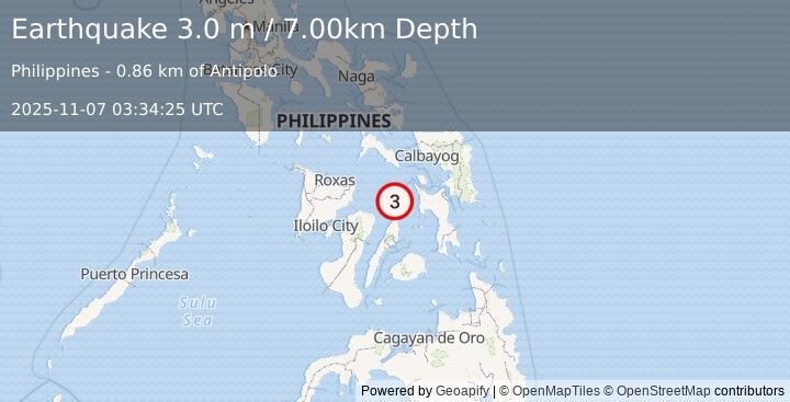 Earthquake VISAYAN SEA, PHILIPPINES (3.0 m) (2025-11-07 03:34:25 UTC)