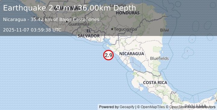 Earthquake NEAR COAST OF NICARAGUA (2.9 m) (2025-11-07 03:59:38 UTC)
