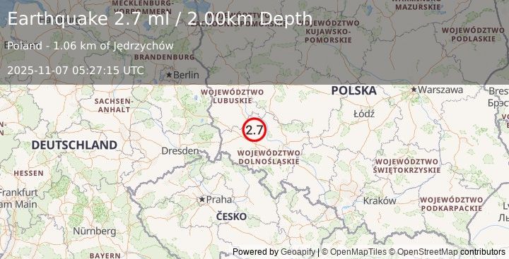 Earthquake POLAND (2.7 ml) (2025-11-07 05:27:15 UTC)