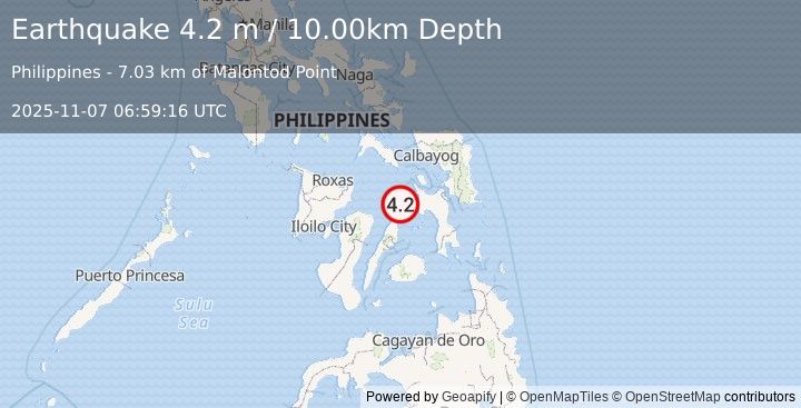 Earthquake LEYTE, PHILIPPINES (4.2 m) (2025-11-07 06:59:16 UTC)