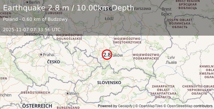 Earthquake POLAND (2.8 m) (2025-11-07 07:33:56 UTC)