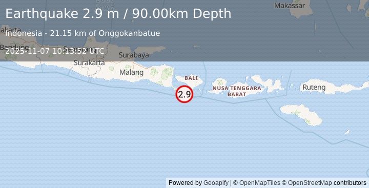 Earthquake BALI REGION, INDONESIA (2.9 m) (2025-11-07 10:13:52 UTC)