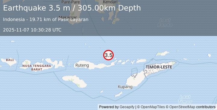 Earthquake FLORES SEA (3.5 m) (2025-11-07 10:30:28 UTC)