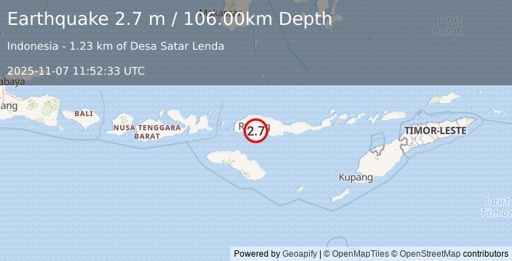 Earthquake FLORES REGION, INDONESIA (2.7 m) (2025-11-07 11:52:33 UTC)