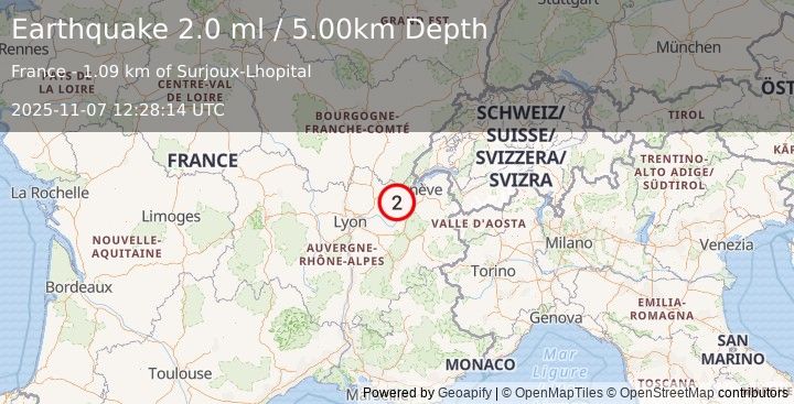 Earthquake FRANCE (2.0 ml) (2025-11-07 12:28:14 UTC)
