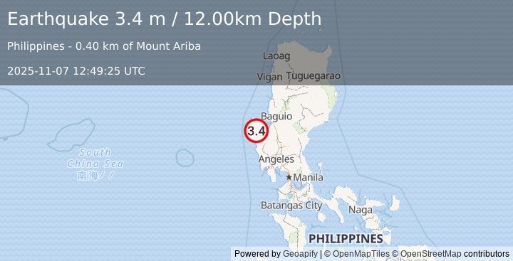 Earthquake LUZON, PHILIPPINES (3.4 m) (2025-11-07 12:49:25 UTC)